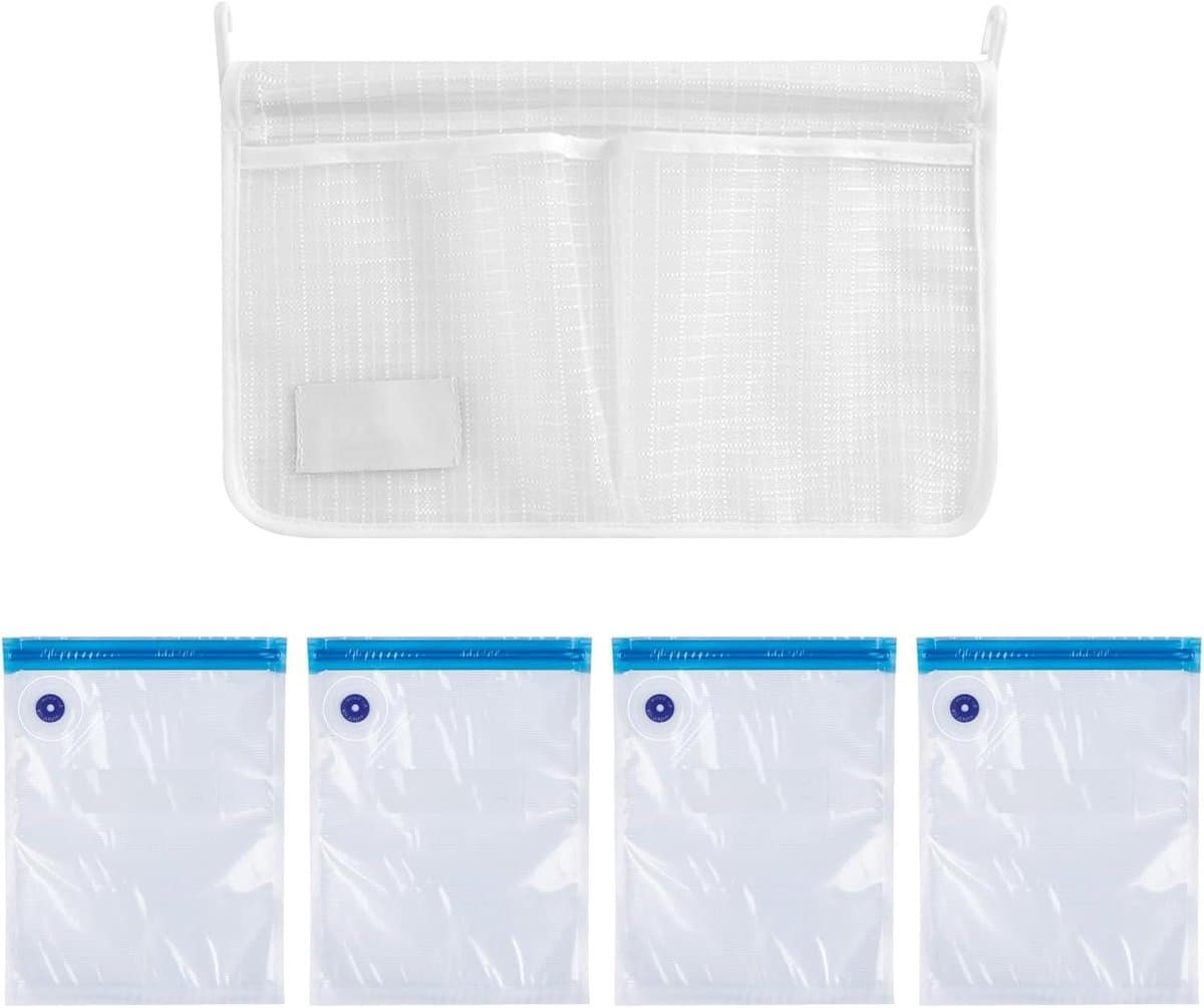 1 x koelkast opbergtas, 4 stuks vacuüm opbergzakken, muur opbergdoos, keukenkast netzak, multifunctionele netzak