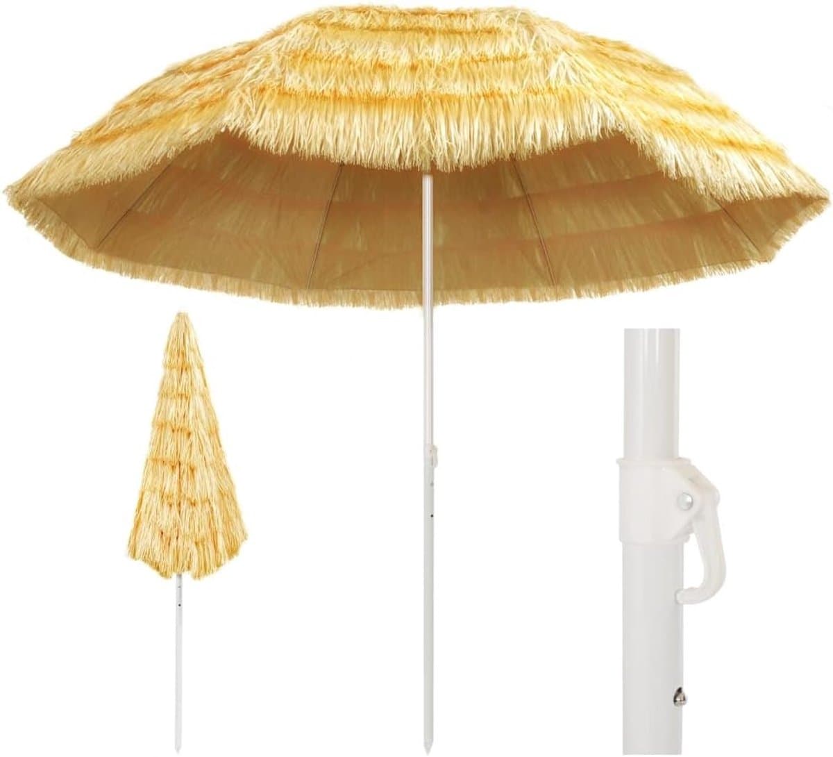 Grote Hawaii Strandparasol 300 cm - UV-Bestendige en Kantelbare Parasol voor Tuin en Strand