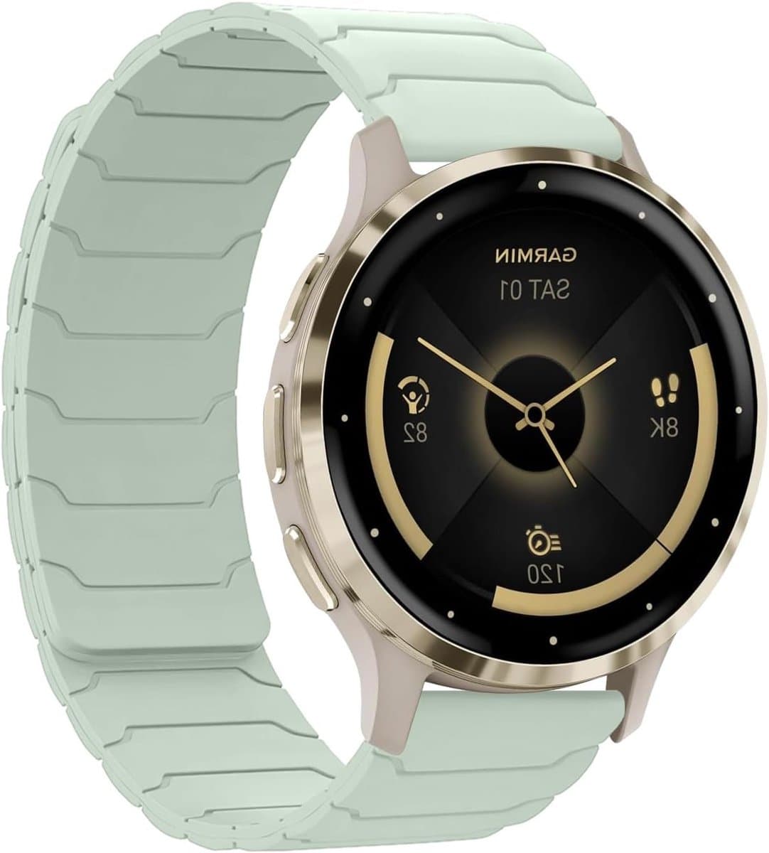 Compatibele Armband voor Huawei Watch GT 6 en Garmin Venu - Dubbelzijdige Magnetische Siliconen Armband 18mm in Lichtgroen, Comfortabel en Duurzaam