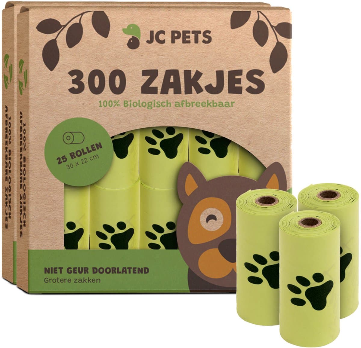 JC Pets Hondenpoepzakjes - Poepzakjes Hond - Handenzakje Biologisch Afbreekbaar voor Hondenpoep - Honden Kakzakjes - 600 stuks - 50 rollen