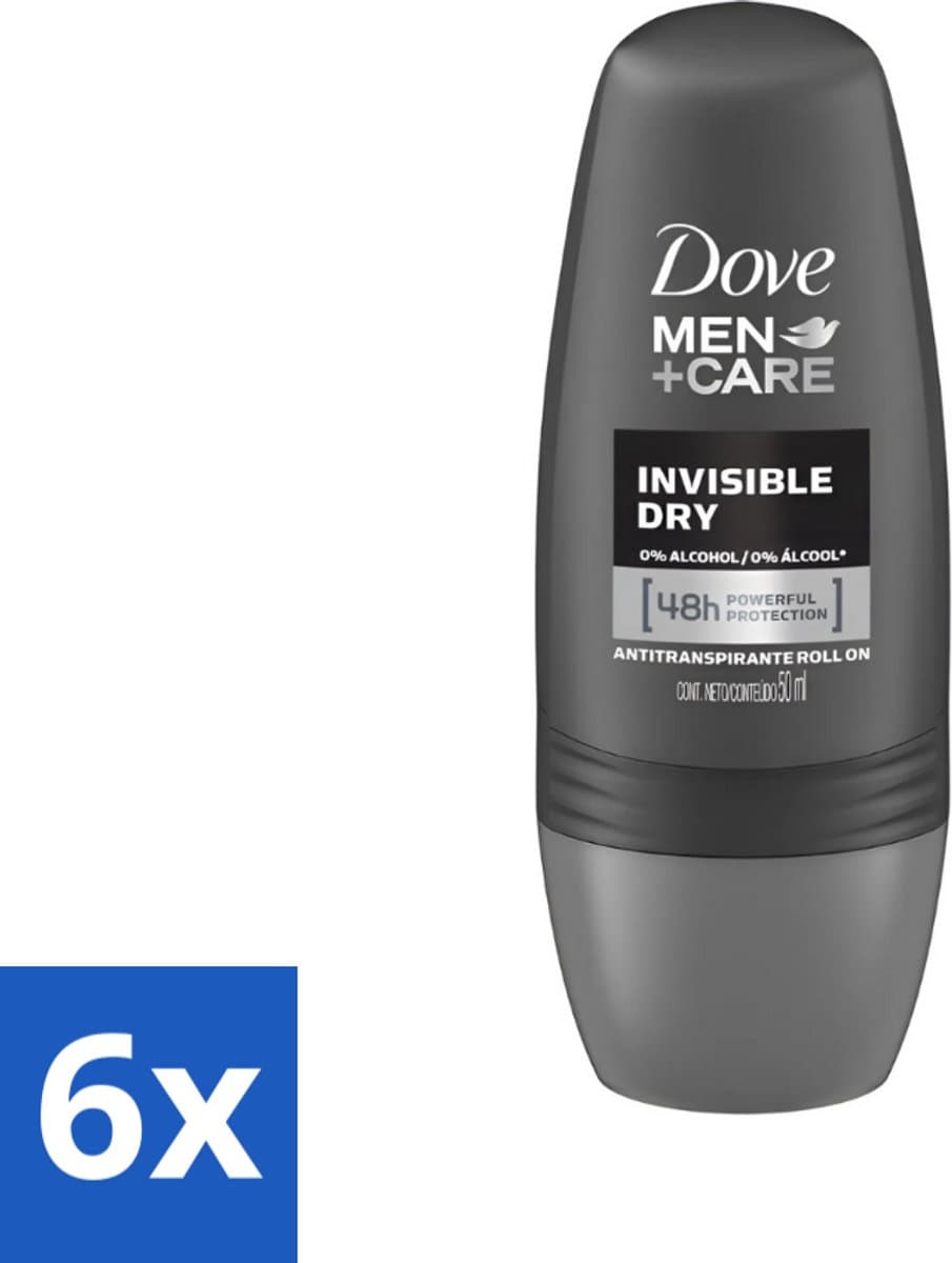 Dove - Deodorant - Roll-on Men Care Invisible Dry - Voor een droge huid - 50 ml - Voordeelverpakking - 6 stuks