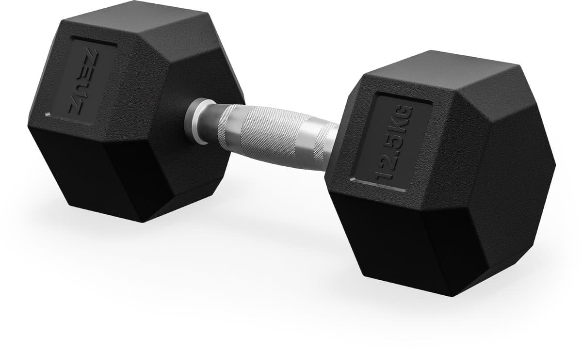 ZEUZ Hexa Dumbbell 1 Stuk 12,5 KG – Hexagon Gewichten – Krachttraining Dumbell geschikt voor CrossFit & Fitness