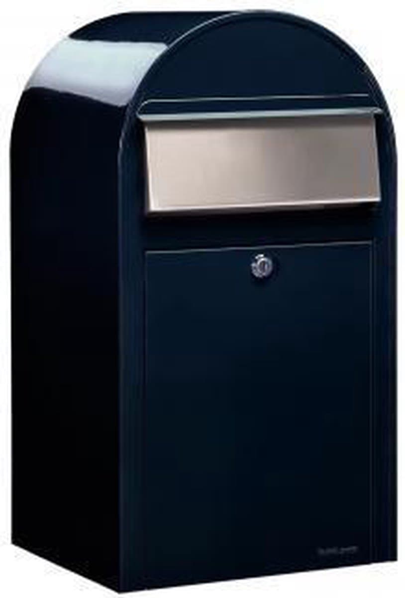BOBI Brievenbus Grande - RAL 5004 - Zwartblauw en RVS Klep