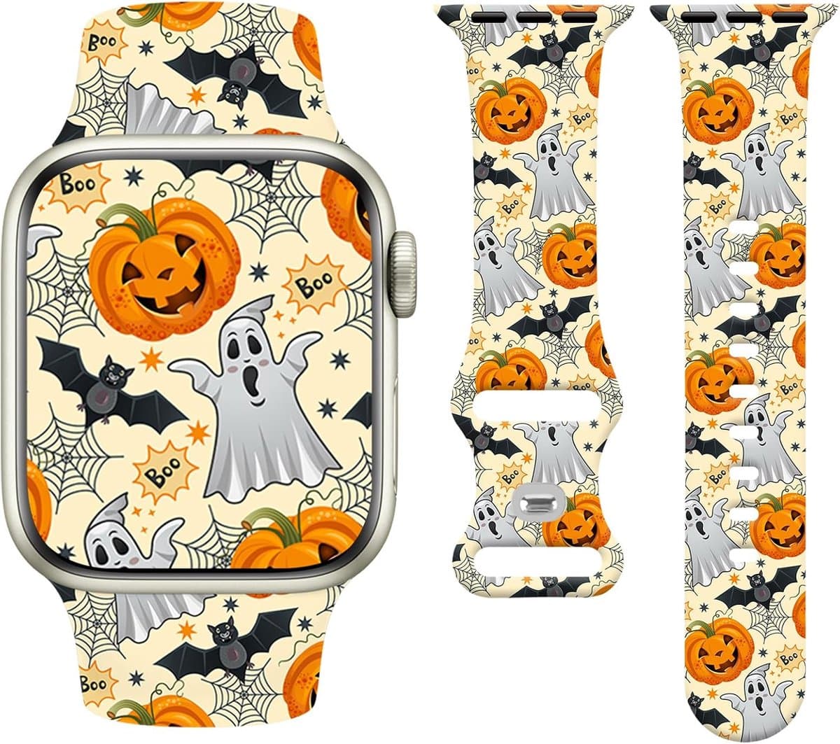 Halloween Holiday Watchband Compatible with Apple Watch Pumpkin Skull 38mm 40mm 41mm 42mm 44mm 45mm 49mm Women Men - ShopVlot