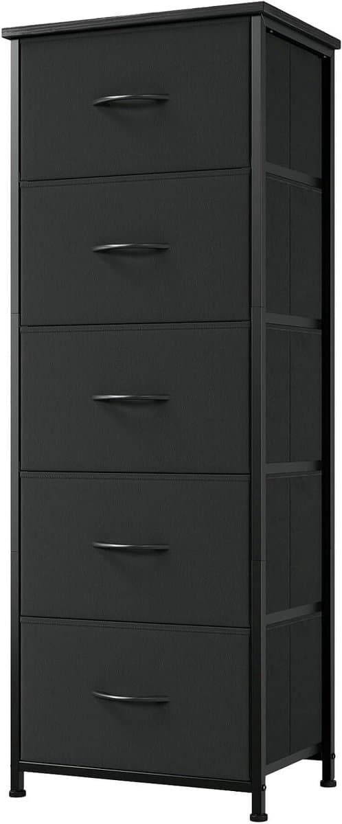 Ladekast Met Laden - Opbergkast Dressoir - Ruimte Organiseren - Stalen Frame - 30x42x1145 cm - Zwart