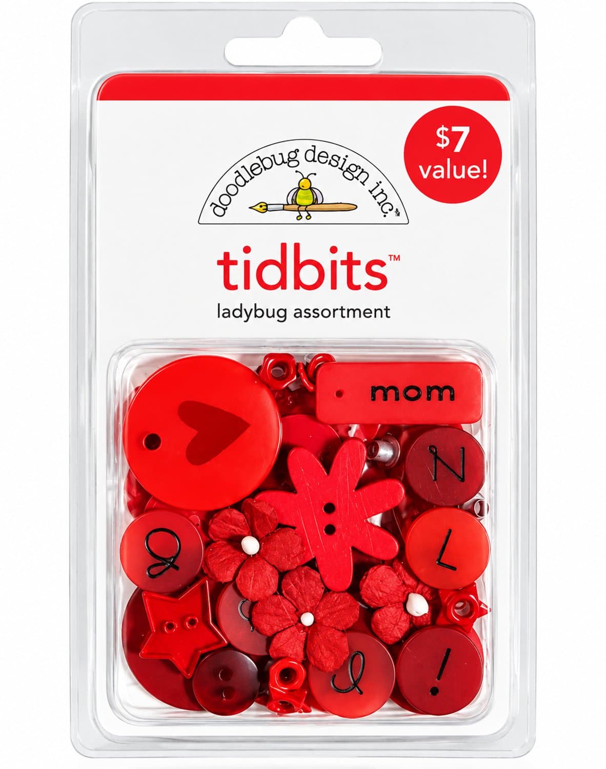 Doodlebug - Design - Tidbits - Ladybug assortment - 60 pieces - Lieveheersbeestje - Ladybug - Knopen