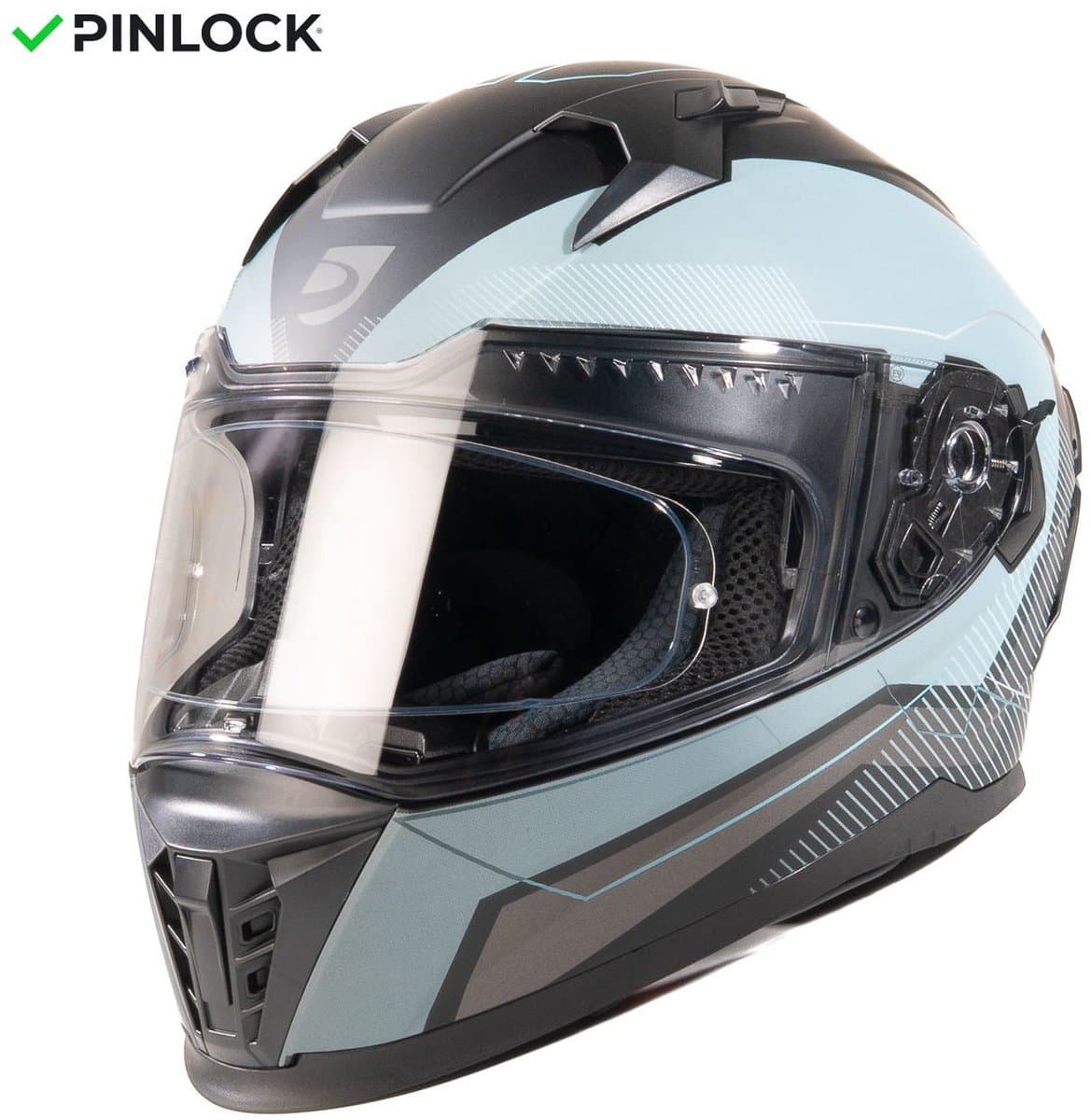 MOTOBLOUZ EROS NEOXYS Integraalhelm - ECE 22.06 gekeurde Helm Scooter, Motor & Brommer - Heren & Dames - Zwart Blauw Grijs - S