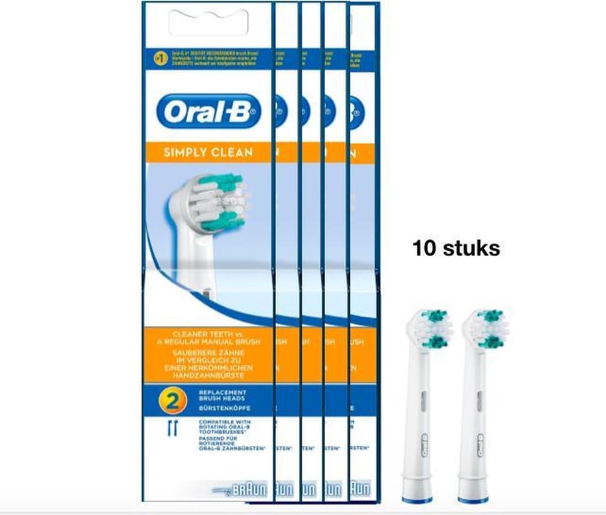 Oral-B Simply Clean - Opzetborstels - 10 stuks - Voordeelverpakking