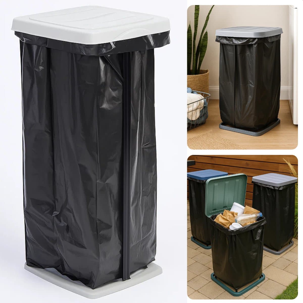 Cheqo® Vuilniszakhouder 60 Liter - Compact Op Te Bergen - Vuilniszakstandaard - Afvalzakhouder - Geschikt Voor 60 Liter - Vuilniszakhouder - Willekeurige Kleur - Vuilniszak Houder - Afvalzak Houder