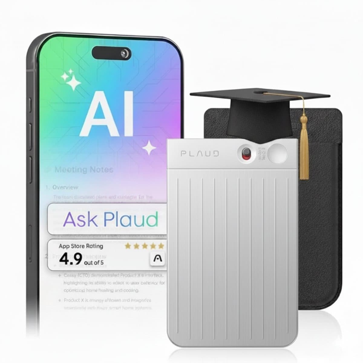 PLAUD NOTE Studentenversie Zilver gekleurd - AI Voice Recorder - 64gb intern geheugen - Incl gratis bijgeleverde cover - 112 Talen