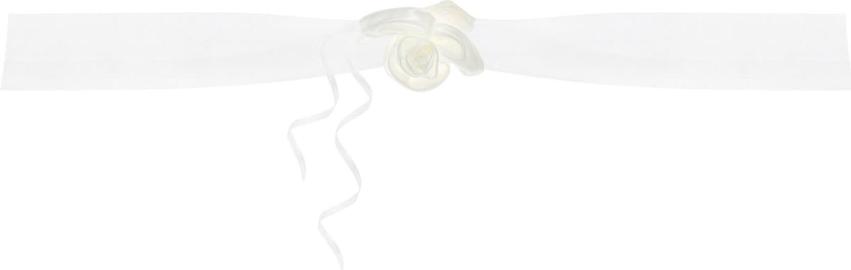PartyDeco trouwauto organza lint Rozen - Bruiloft - creme - 2x stuks - just married
