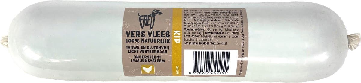 Freds Gestoomd Vers Vlees Worst Kip Tarwe En Glutenvrij