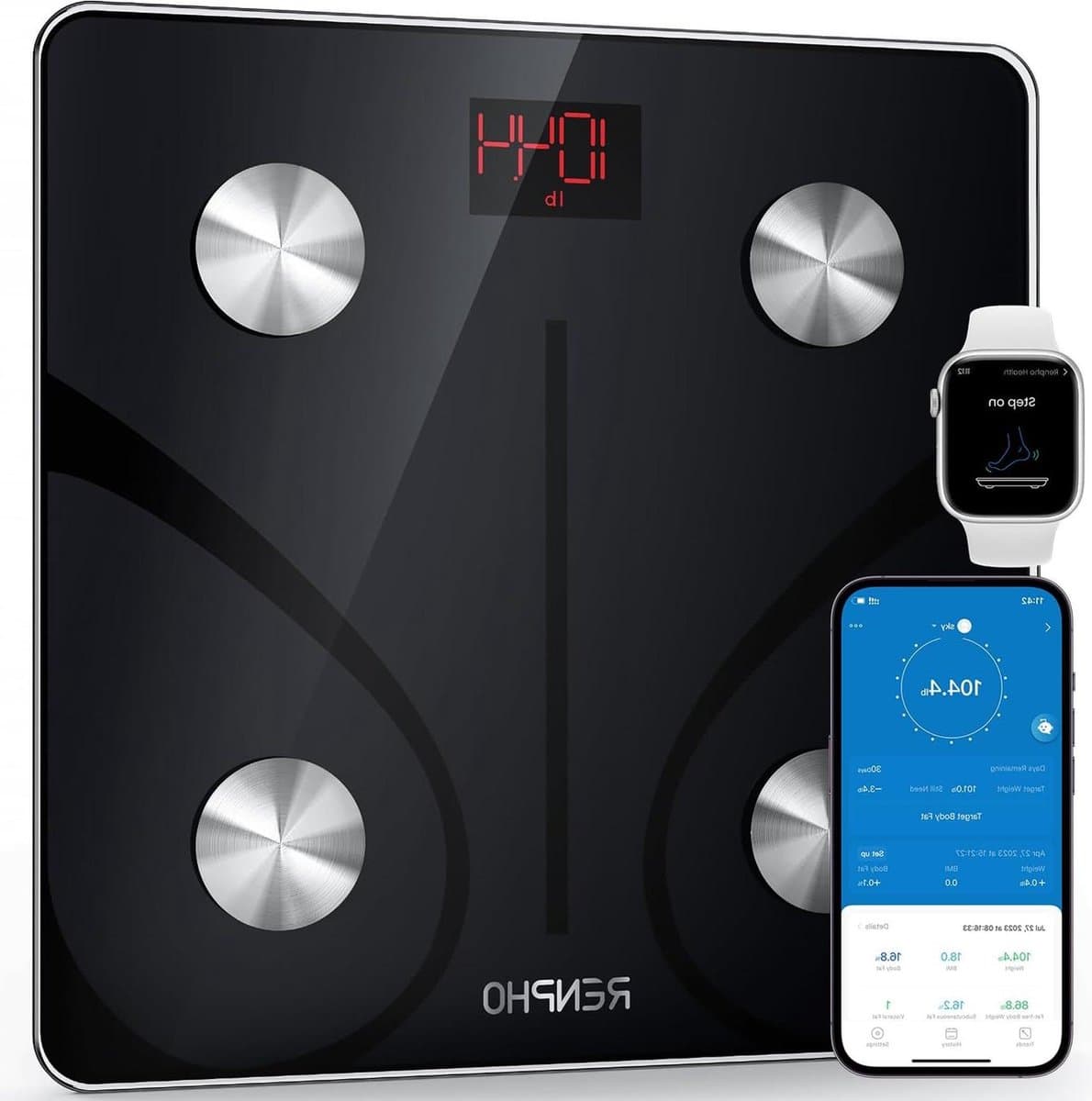 Weegschaal - Personenweegschaal Bluetooth Lichaamsvetweegschaal Digitale Lichaamsgewicht Weegschaal Slimme BMI-Schaal Lichaamssamenstelling Monitoren Smartphone-App