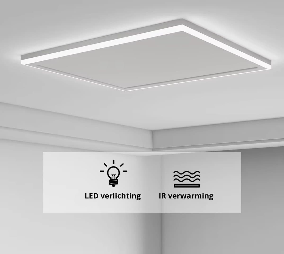 VH Infrarood paneel met LED verlichting - Hoog vermogen IR - Instelbare lichtkleur - LED dimbaar - 63 x 108 cm - 700 W