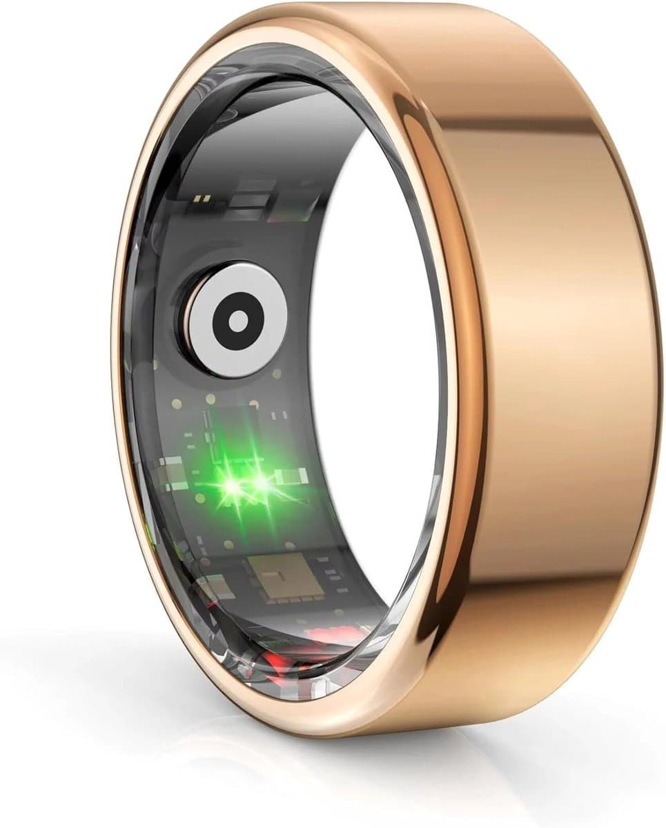 Slimme Activiteiten Ring - Fitness Tracker - Gezondheid Monitoren - Gezinsgegevens Delen - 5 Dagen Batterij - Goud