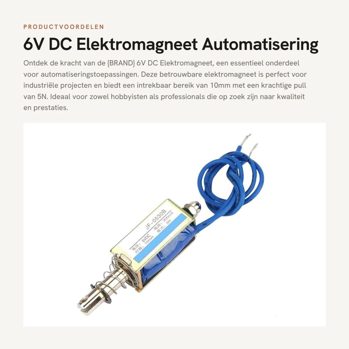 Dailygoods - 6V DC Elektromagneet - Automatisering Controller - 300mA DC Pull - Intrekbaar Bereik 10mm - Magneetventiel - Hoogwaardige Kwaliteit - Ges...