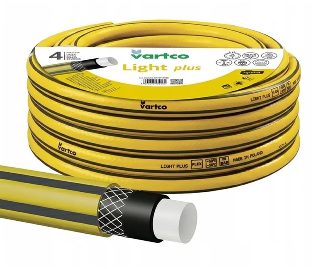 Vartco - tuinslang, 4-laags, flexibel, diameter 1", lengte 20 m, Light Plus