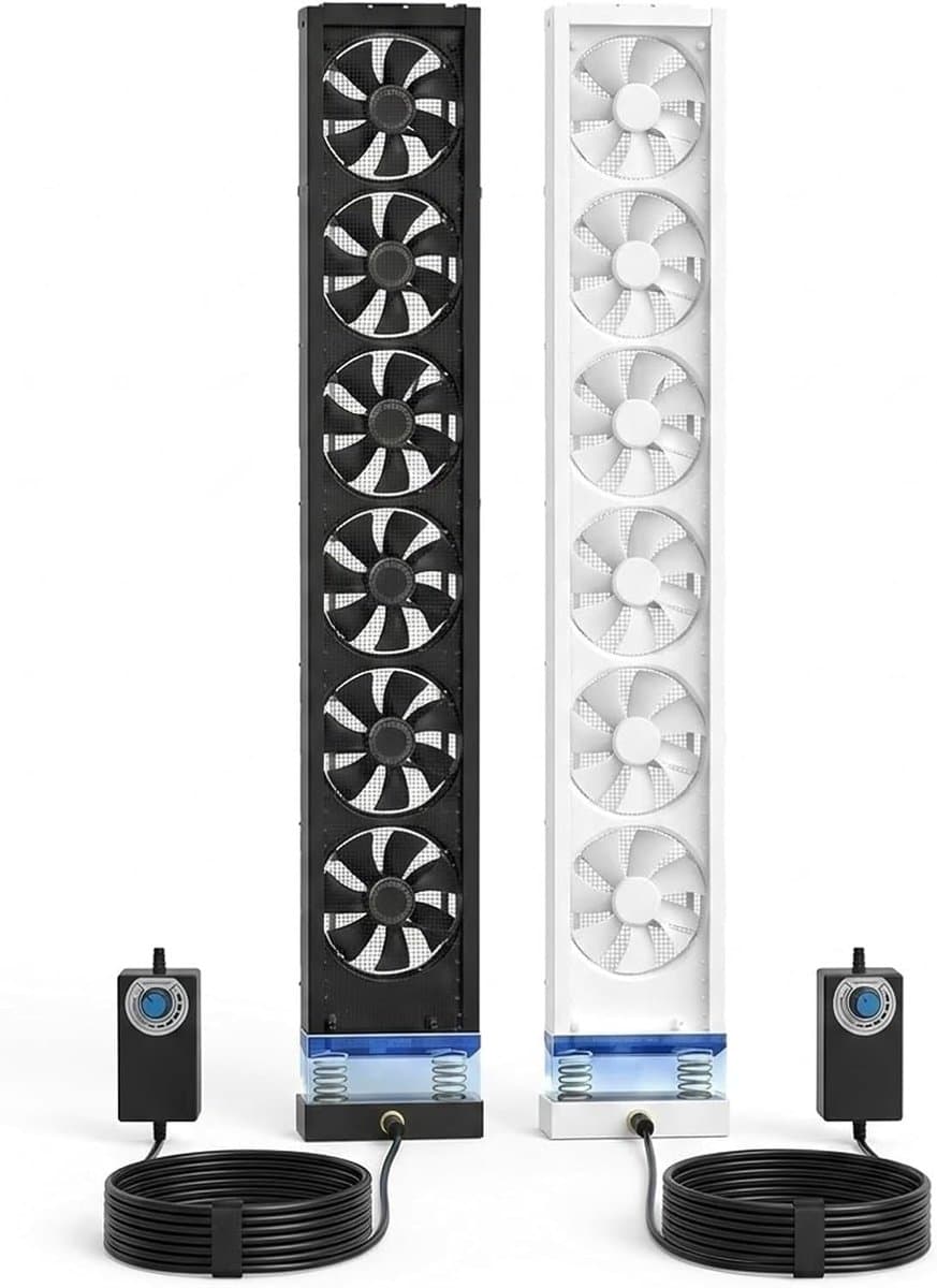 Verticale raamventilator - Schuifraam ventilator - Luchtcirculatie verbeteren - Stille werking onder 35 dB - 47-189 cm - Zwart