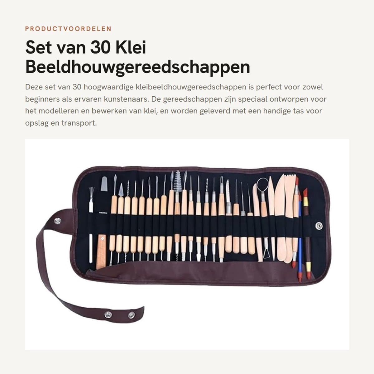 Dailygoods- Beeldhouwgereedschap Set van 30 Stuks - Klei Sculpting Gereedschap - Aardewerk Gereedschap - Modellering Gereedschap - Houtsnijgereedschap - Dubbelzijdige Tips