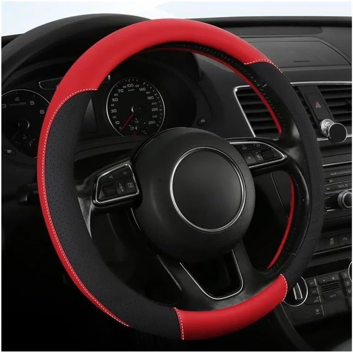 Stuurhoes Ademend - Stuurwielbeschermer Antislip - Comfortabel Rijden - Vezelvlecht Design - 38 cm - Zwart