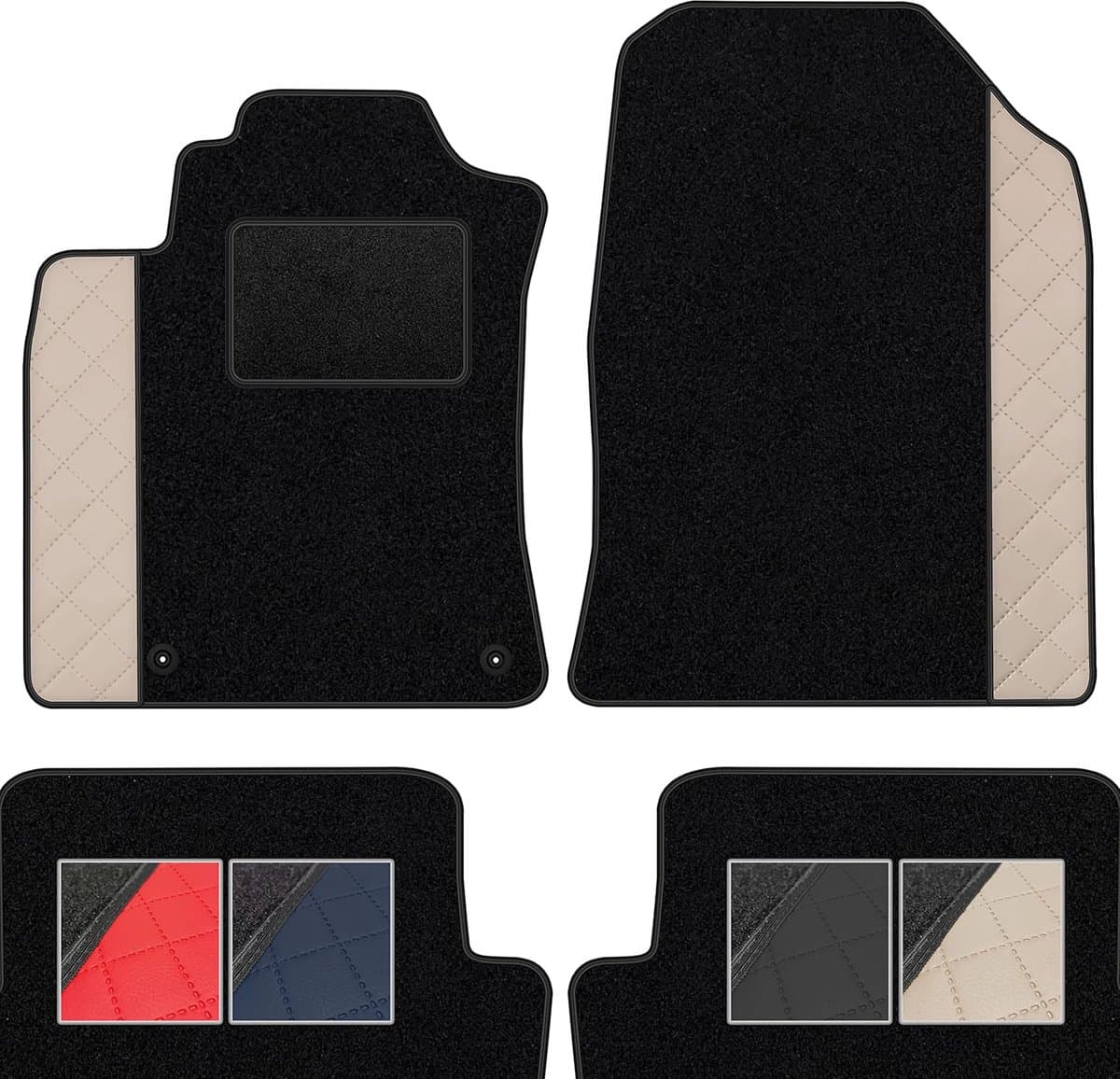 Vloermatten Auto Velours - Automatten Set - Auto Interieur Beschermen - Opvallend Design - 4-delig - Beige Patroon