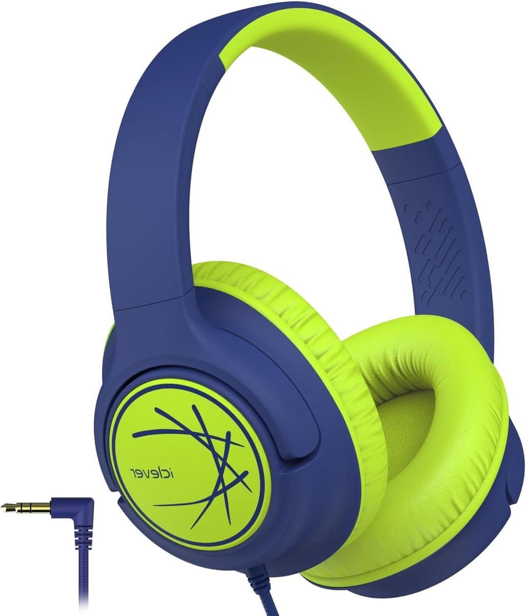 Kinderkoptelefoon - Koptelefoon kinderen - Veilig luisteren - Volume begrensd - 3.5mm jack - Blauw groen