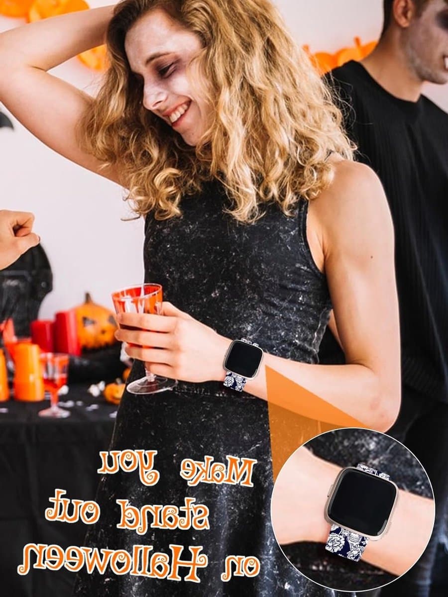 Halloween Sportband voor Fitbit Versa/Versa 2/Versa Lite - Zachte Silicone Pumpkin Armband voor Dames en Heren, Perfect voor Feestdagen en Sportactiviteiten