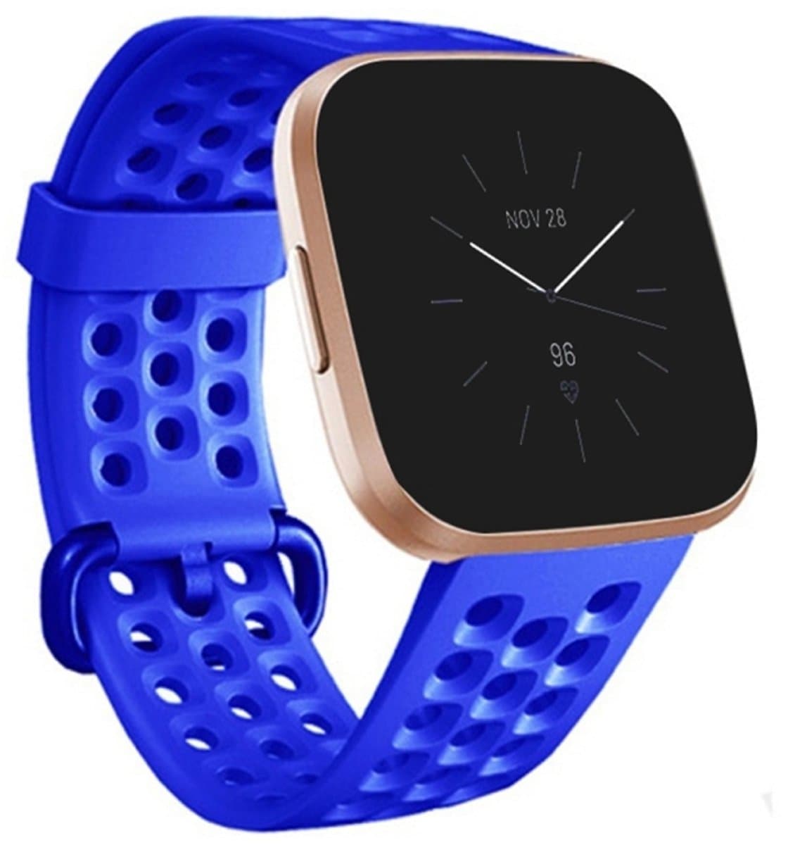 Voor Fitbit Versa 2 ademende siliconen horlogeband, maat: Small (blauw)