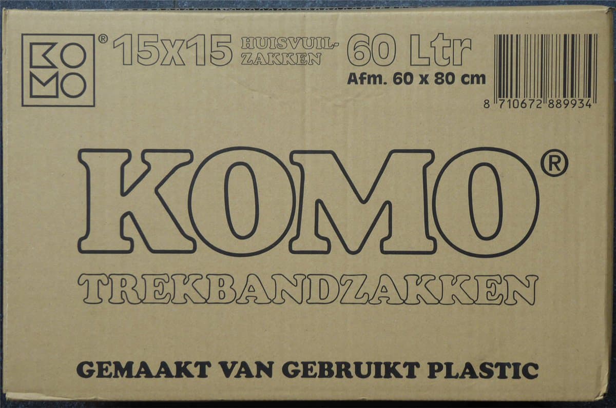KOMO trekbandzakken - doos - 15 rollen x 15 stuks