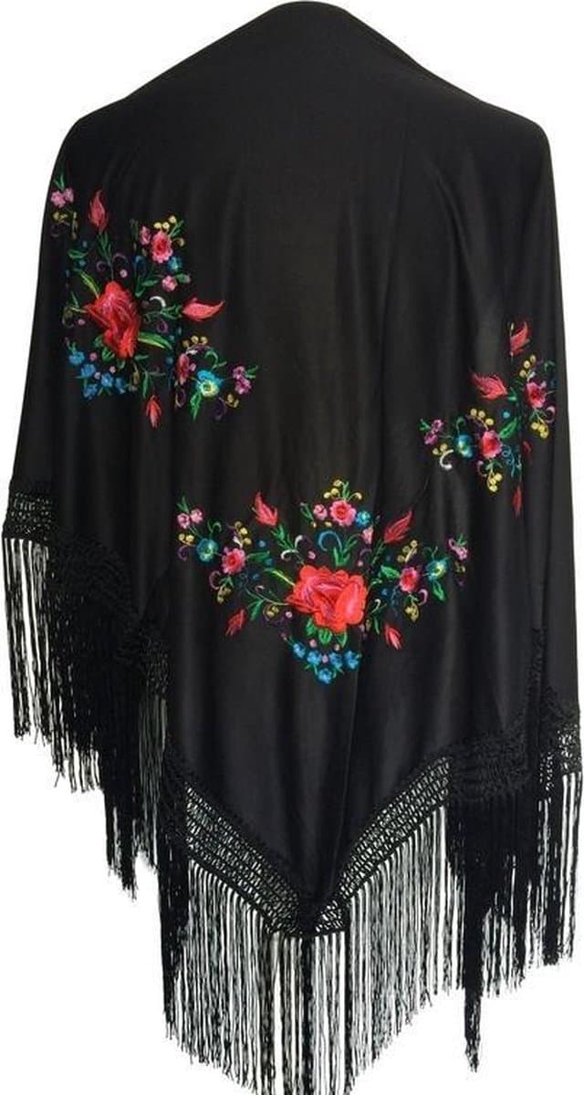 Spaanse manton - omslagdoek - zwart driehoek bij verkleedkleding of flamenco jurk