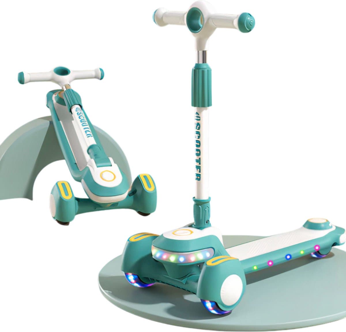 Scooter – Kinderstep Groen – 3 Wielen – Met Muziek en LED Verlichting – Voor Kinderen 3-8 Jaar