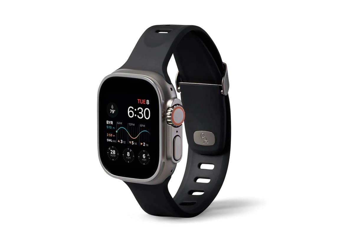 Bellroy Venture Horlogeband Large (44-49mm) – Compatibel met alle Apple Watches van 44-49mm – Gemaakt van 93% hittebestendige FKM – Duurzaam dankzij 6% roestvrij staal - Zwart