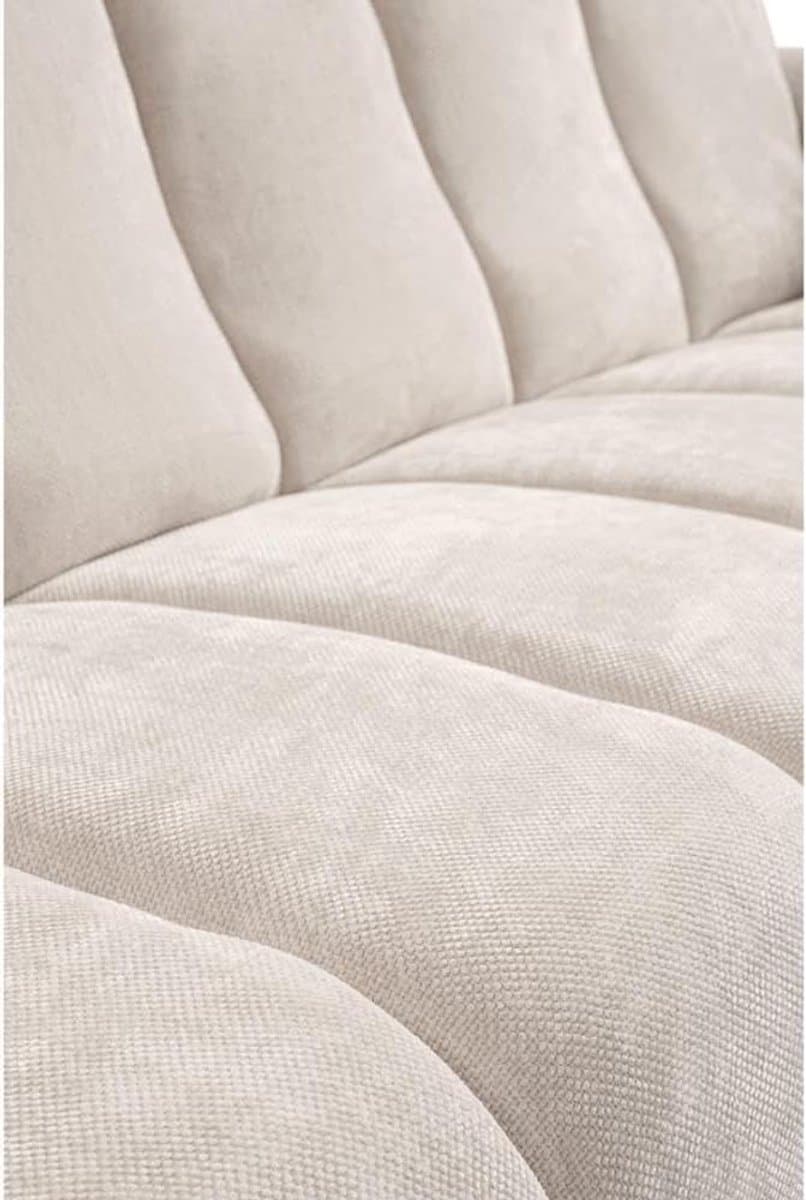 Luxe Moderne 3-Zits Bank met Extra Zachte Vulling en Metalen Poten – Comfortabele Woonkamer Bank, Vrijstaand Design, Crèmekleurig – 220 x 98 x 83 cm