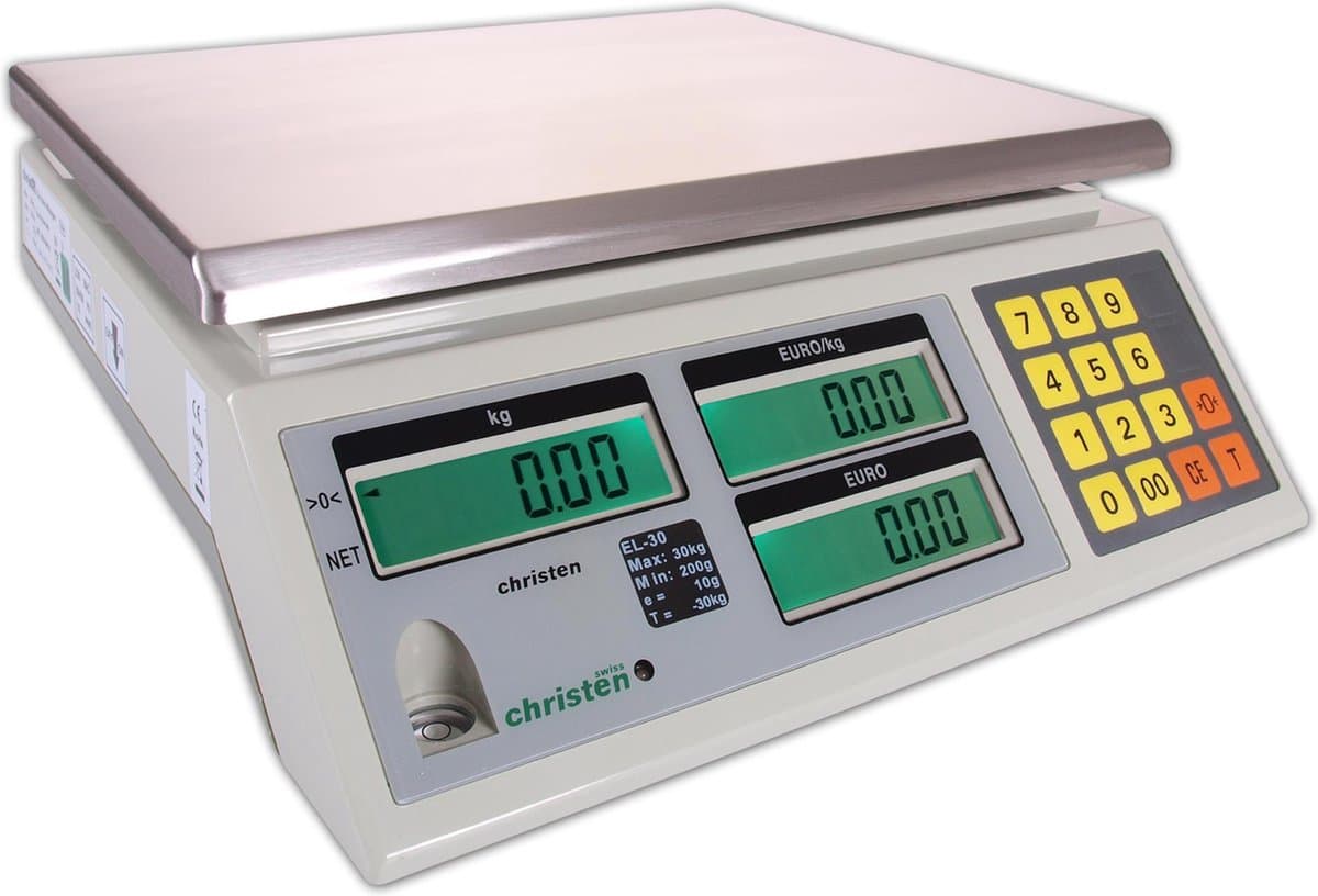 Rekenweegschaal - CS EL-30 - 30KG - Geschikt voor handelsdoeleinden - Christen Swiss weegschalen