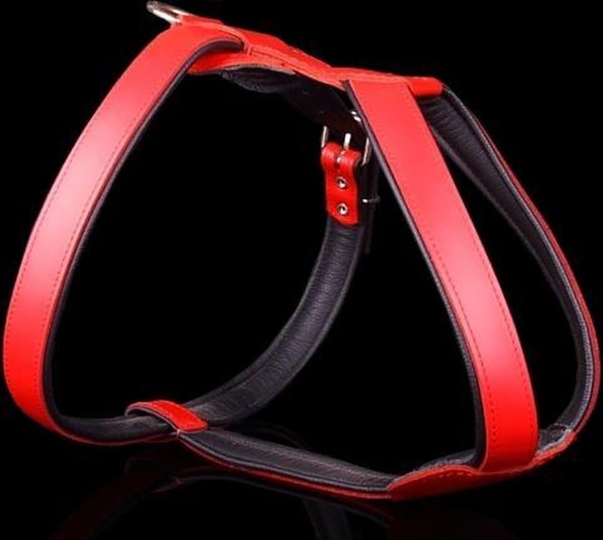 Dog's Companion - Dog's Companion leren harnas - hondentuigje - 69-78cmx30 mm - rood - Leren hondentuig