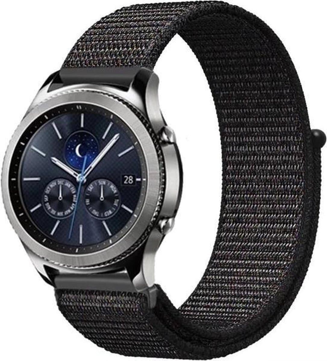 Nylon Bandje - Zwart - Voor Samsung Galaxy Active 1/2 - Galaxy Watch (42mm) - Gear Sport - Bandbreedte 20mm