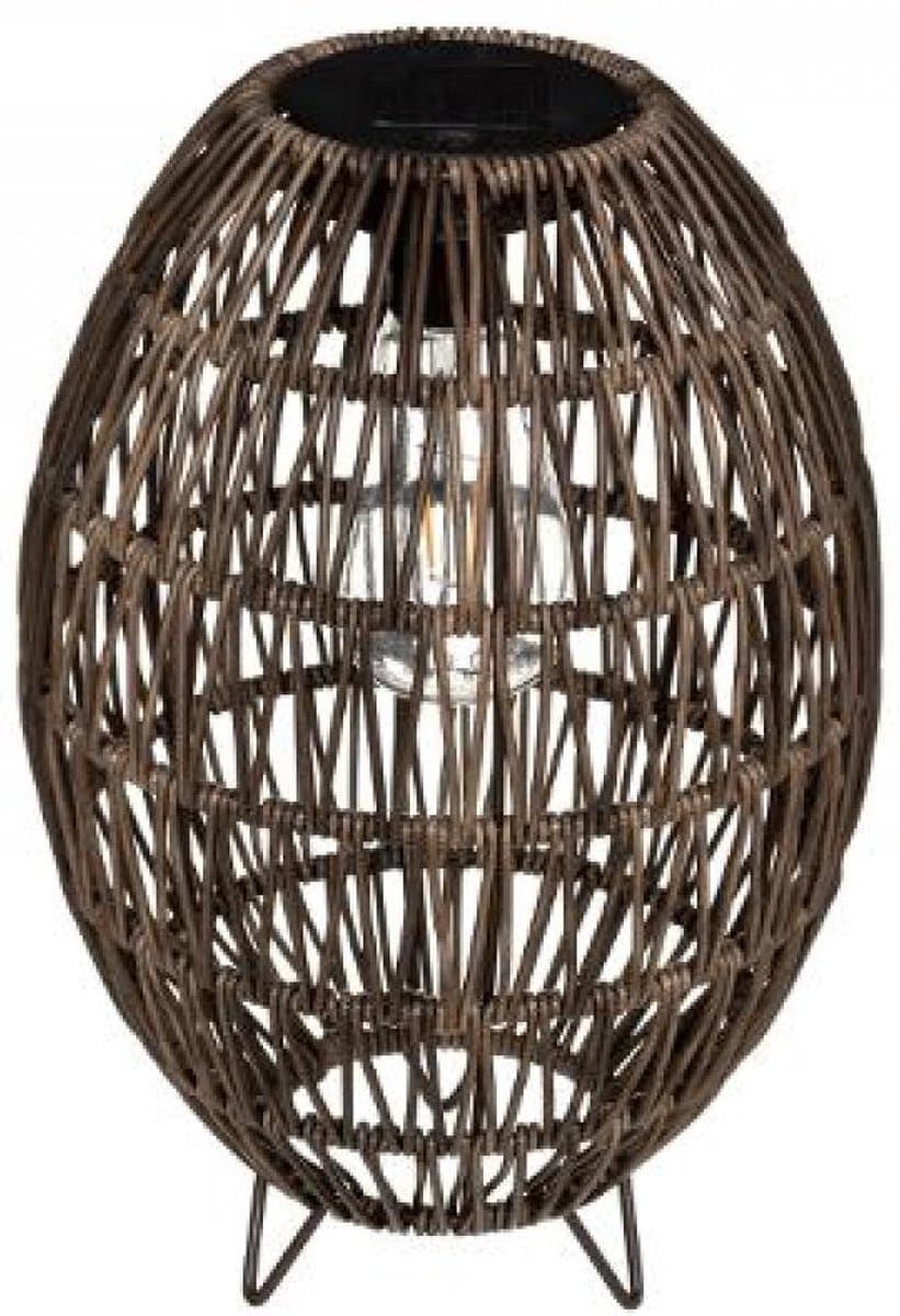 Solar Buiten verlichting - Tafel lamp op zonne-energie - solar lpe - hoogte 32 cm - beige/bruin