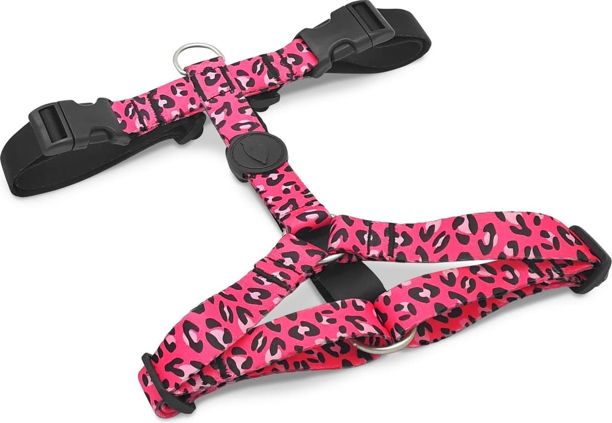Morso - Hondentuig - H-Tuig - Gerecycled - Bubble Leo Roze - 60-80X2.5 cm