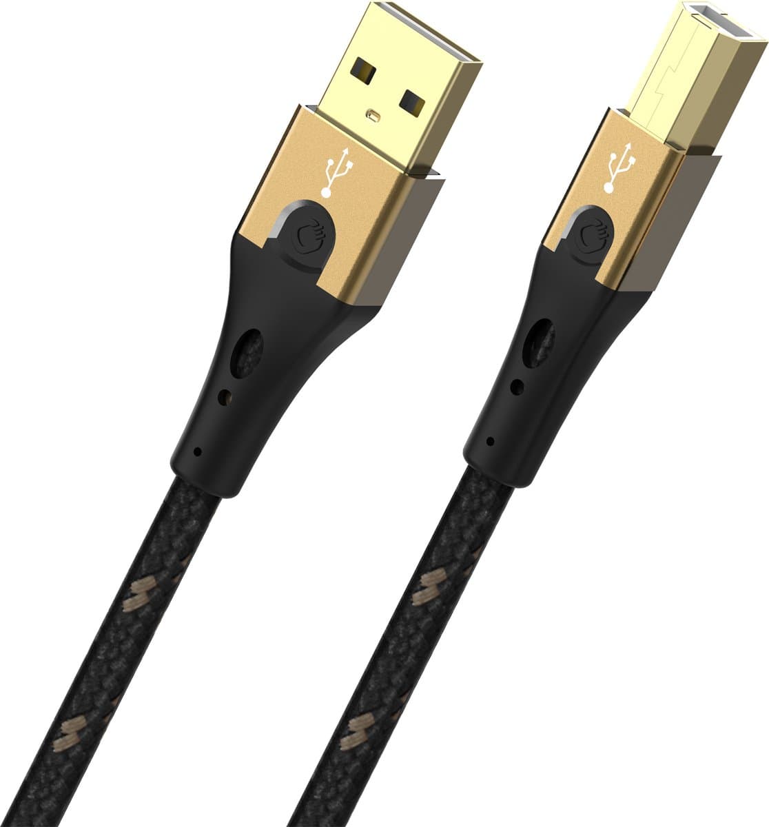 Oehlbach USB-kabel USB 2.0 USB-A stekker, USB-B stekker 0.50 m Zwart/goud D1C9540