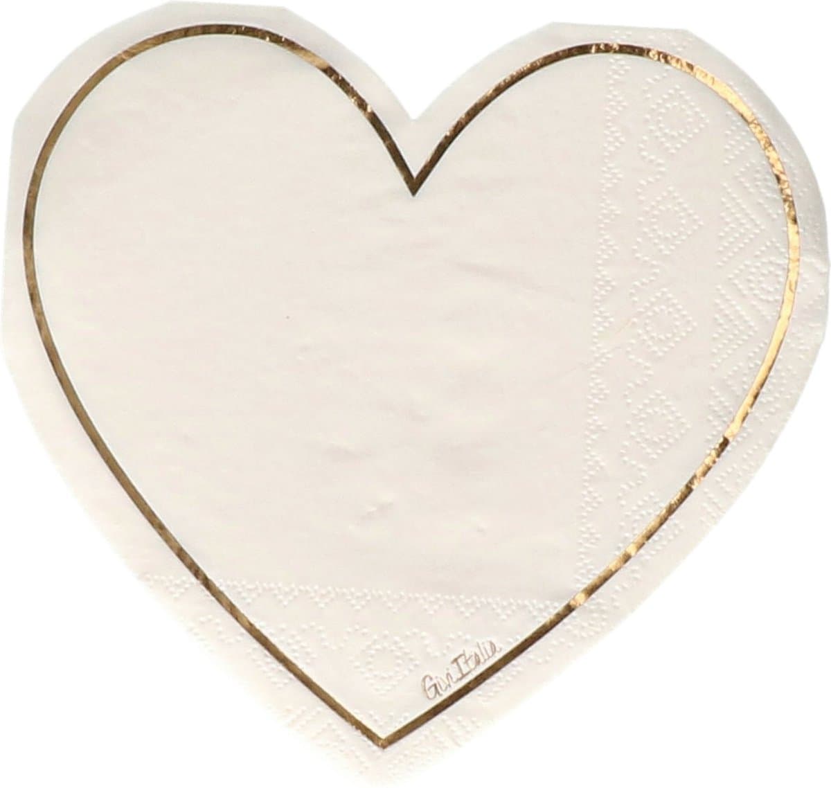 Givi Italia Feest servetten - 16x - wit - hart - 3 laags - 33x33cm - feest/verjaardag servetten - Valentijn
