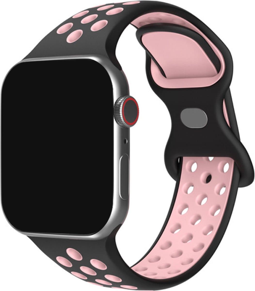 Innerlight® Sport+ - Zwart/Roze - 38/40/41mm - OneSize - Siliconen bandje geschikt voor Apple Watch - Geschikt als Apple Watch bandje voor Series 1/2/3/4/5/6/7/8/9/10 42mm/11 42mm/SE