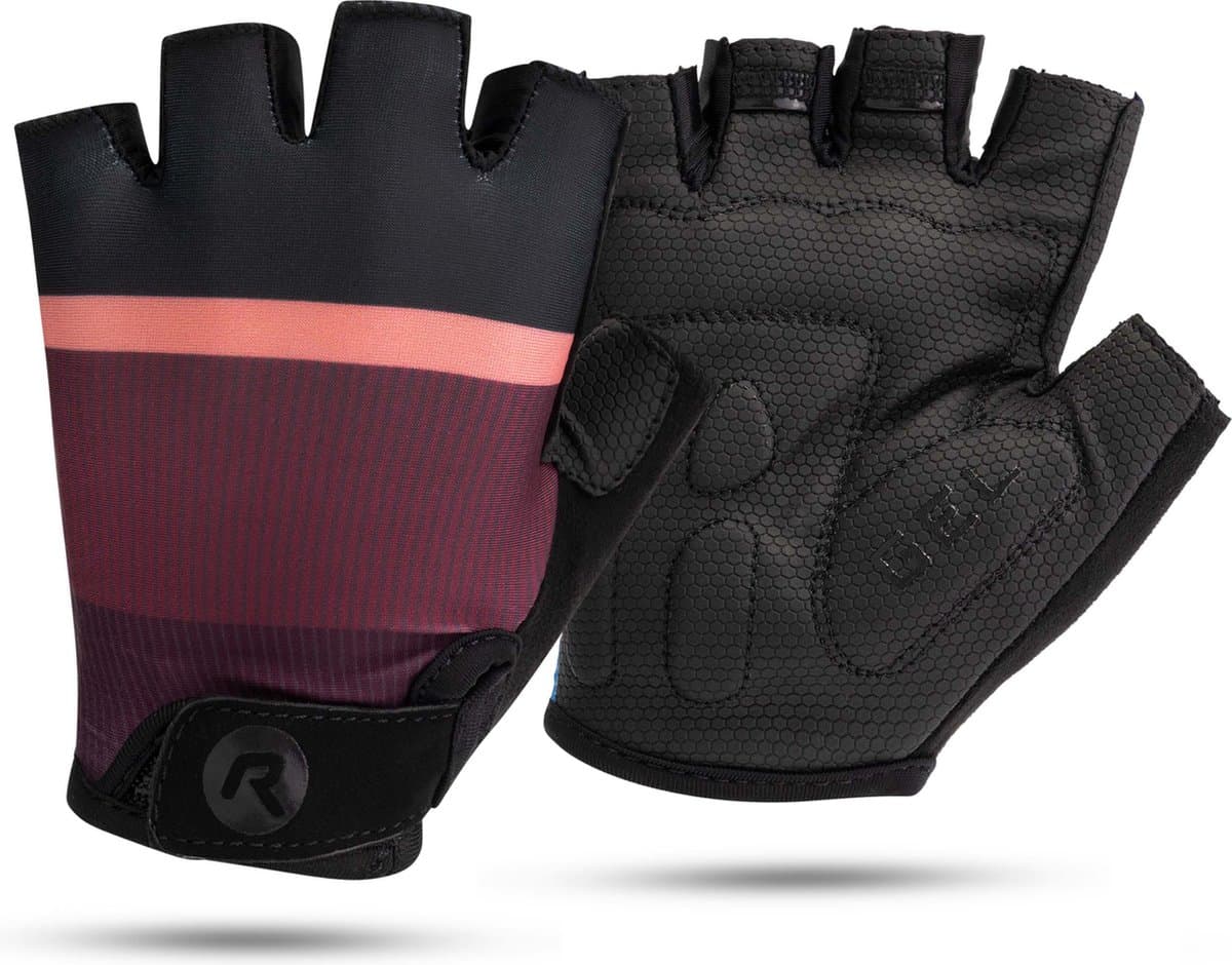 Rogelli Impress II Fietshandschoenen Zomer - Wielrenhandschoenen - Korte Vinger - Dames - Bordeaux, Koraal, Zwart - Maat XS