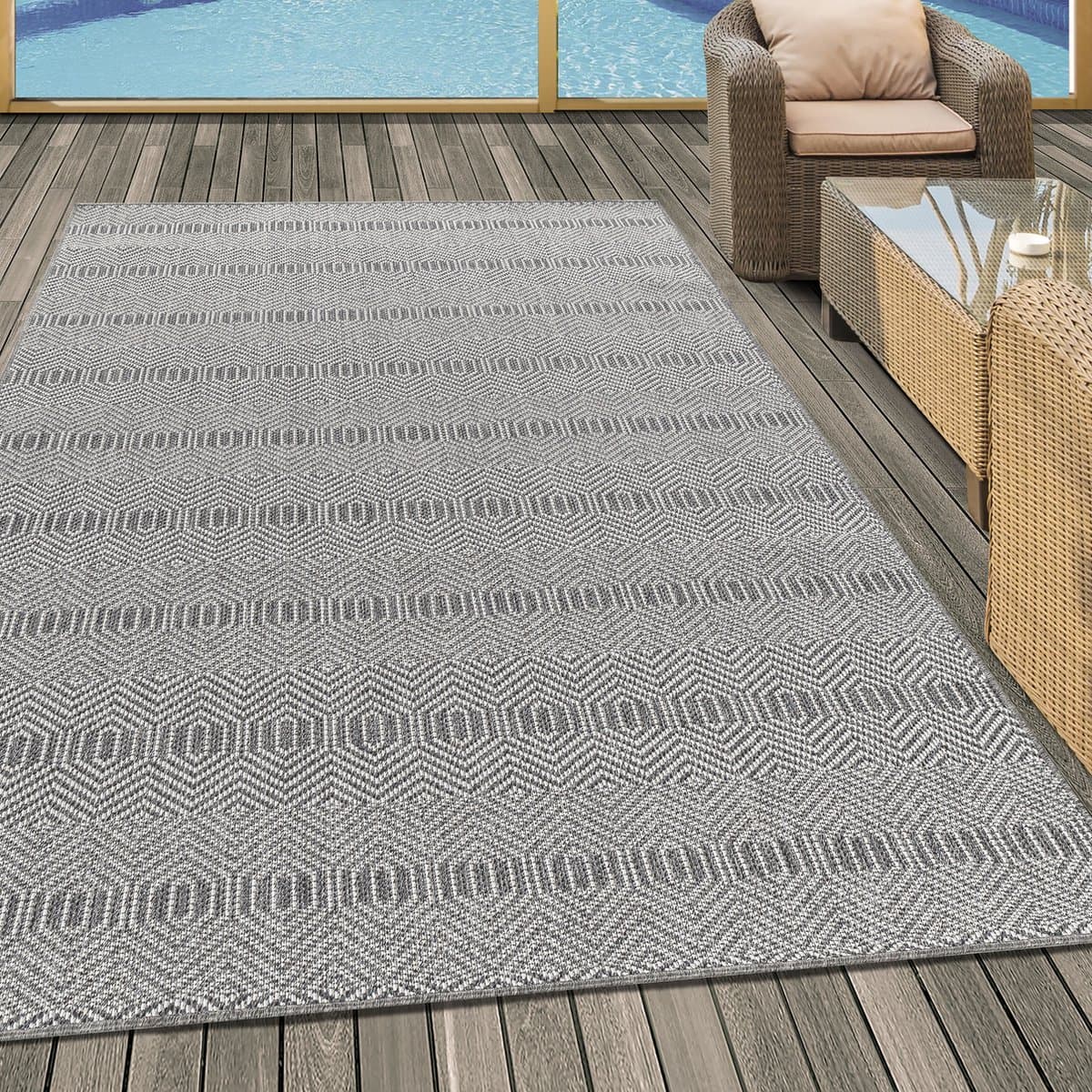 Aruba - Buitenkleed - Weerbestendig Vloerkleed - In & Outdoor - Grijs