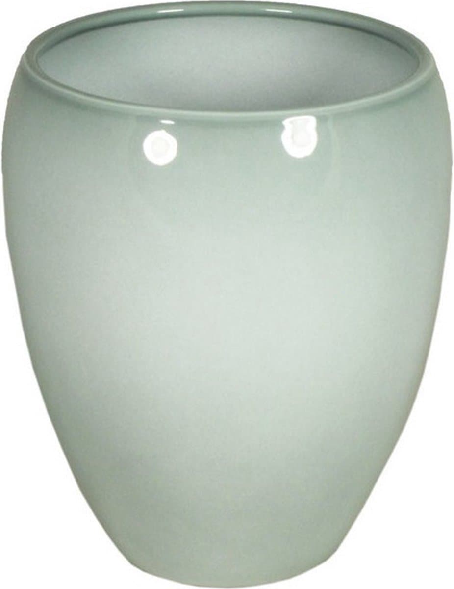 Floran hoge plantenpot - groen - glanzend - keramiek - 16 x 19 cm - bloempotten - bloemenvaas