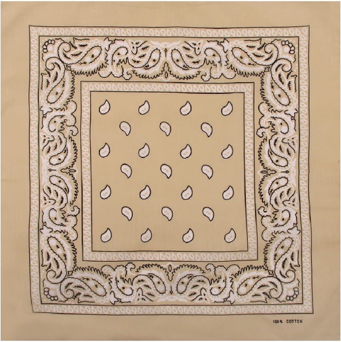 Haarsoires Haarband Bandana Zakdoek 55cm – Paisley Print – Beige - Multifunctioneel Accessoire voor Haar, Festivals en Mode - One Size & Unisex