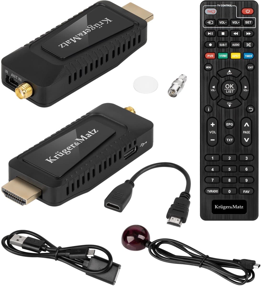 Krüger&Matz KM9998 - Mini DVB-T2 Tuner - HDMI - FullHD - Dolby Digital Plus