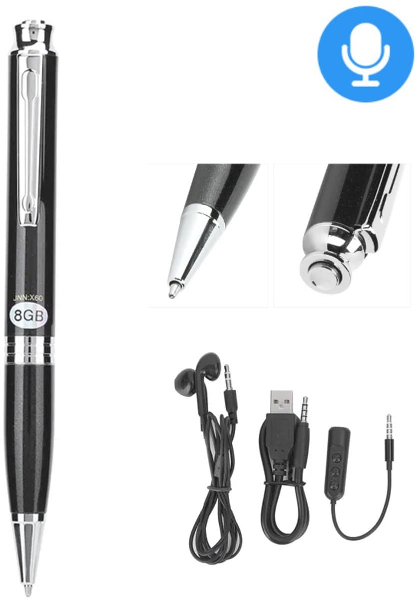 Pen Voice Recorder Afluisterapparatuur Dictafoon Spy Pen met 8GB Geheugen DSP Ruisonderdrukking en USB Opladen voor Studenten Vergadering