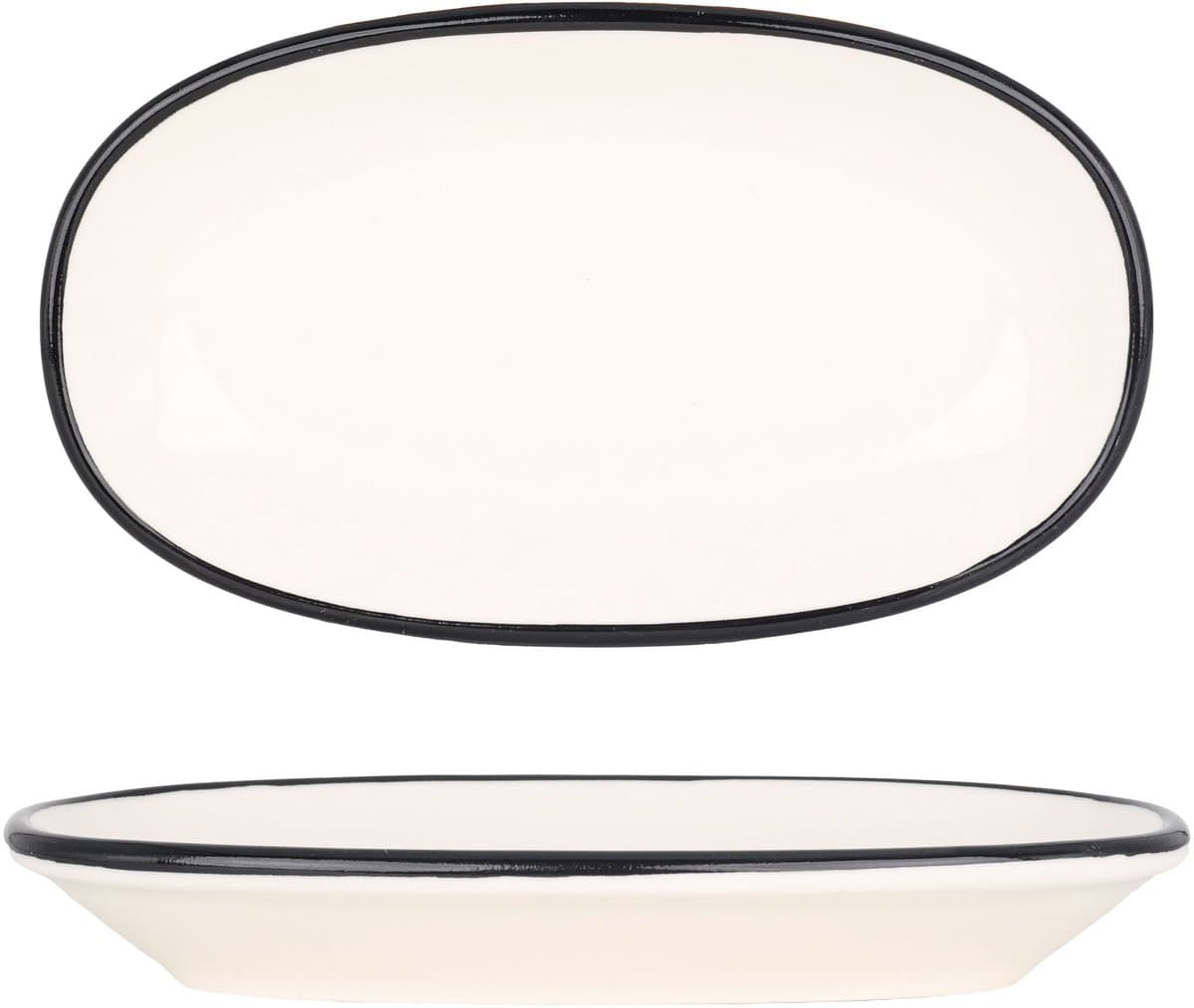 Bonna Serveerschaal - Linea Black - Porselein - 15x8.5 cm - set van 4