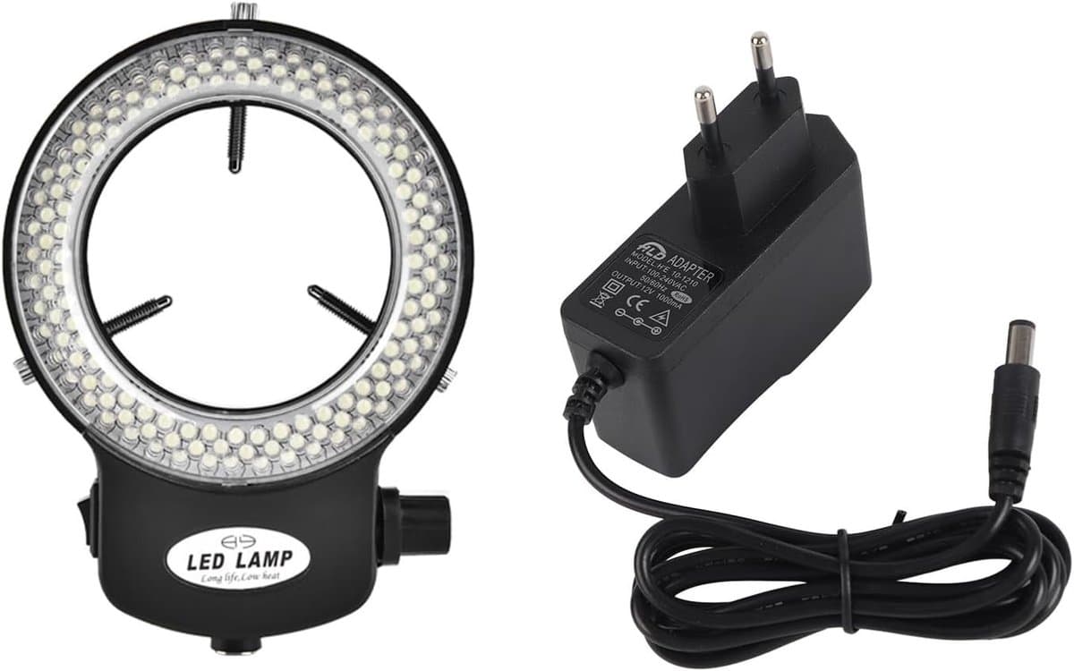 Allecto - LED Ring Light - Microscoopcamera - Instelbare LED Verlichting - Zwart - Wetenschap Lab - Stereo Microscoop - EU Plug - Geschikt voor Ond...