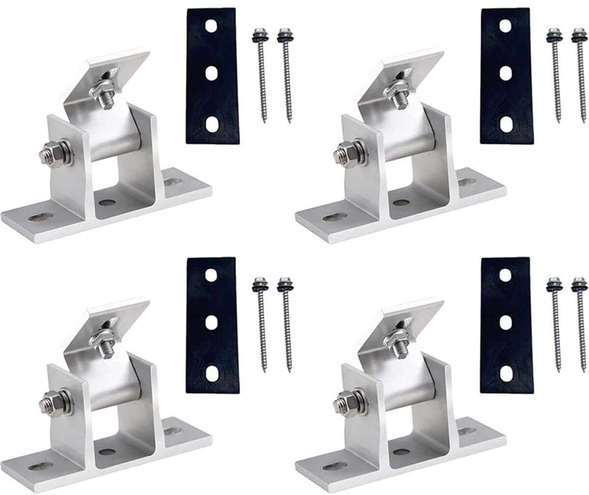 Homtas Dakhaken 4 stuks, Voor Zonnepaneelmontage, Individueel Verstelbare PVC Modulehouder Voor Zonnepanelen Op Campers, Daken En Muren